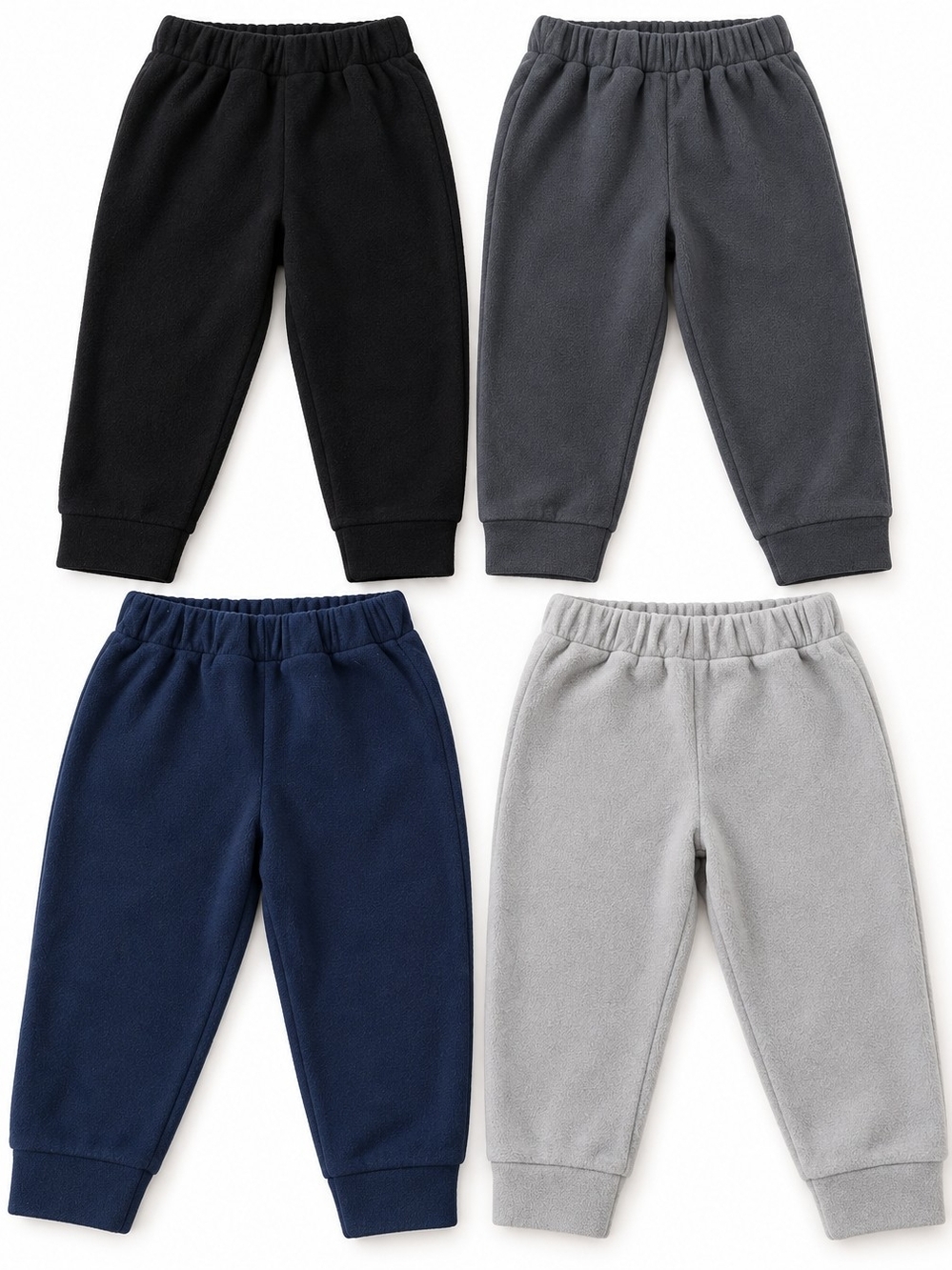 4-Pack Kids Fleece Jogger Sweatpants – Black, Grey & Navy | Cozy Everyday Basics